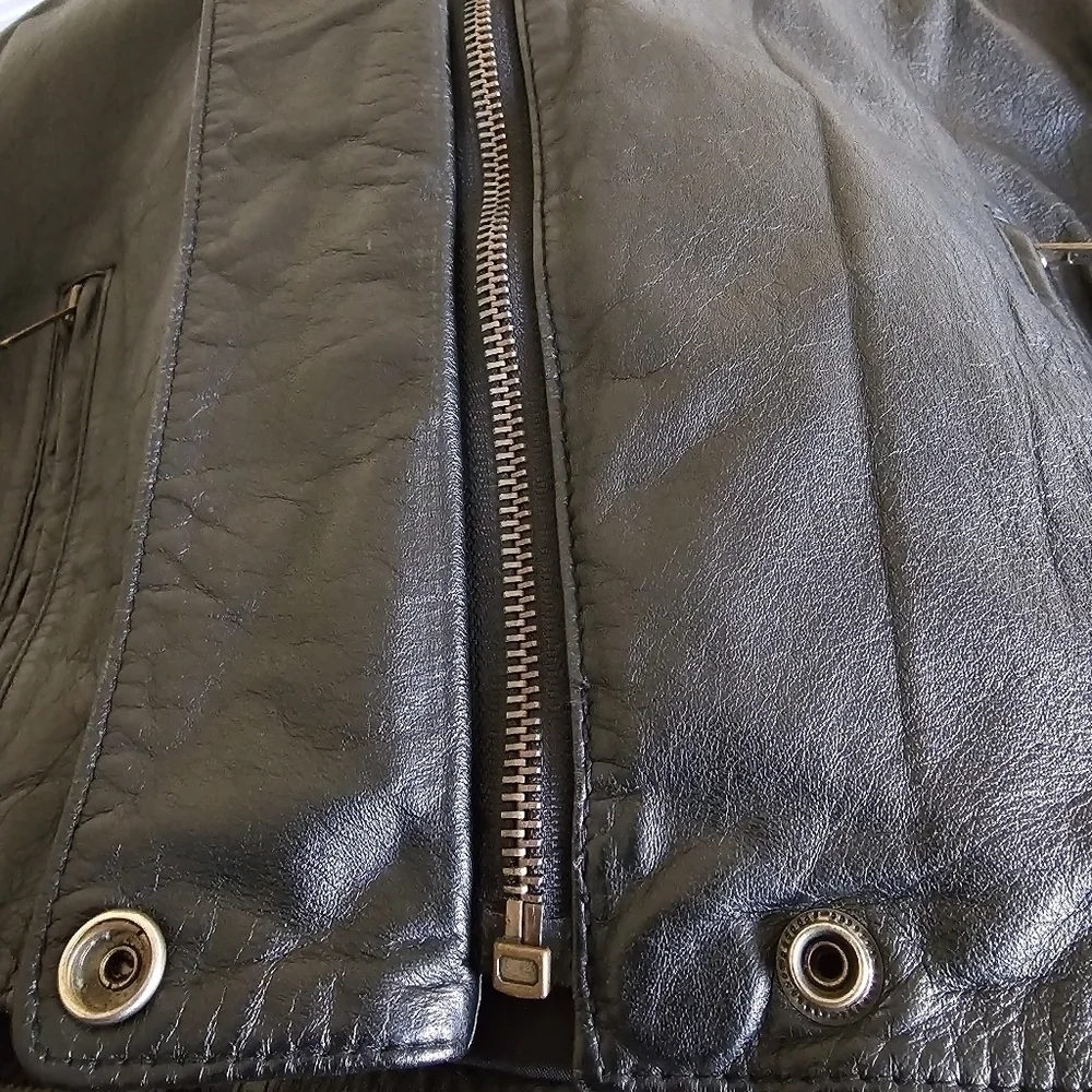 Nordstrom BP. Women's Black Leather Moto Jacket Coat Size Medium - Picture 5 of 14